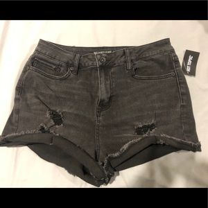 High waisted distressed black shorts NWT